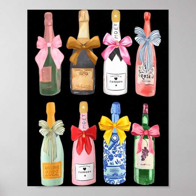Póster Christmas Champagne Cool Gl Coquette Bottle  (Frente)