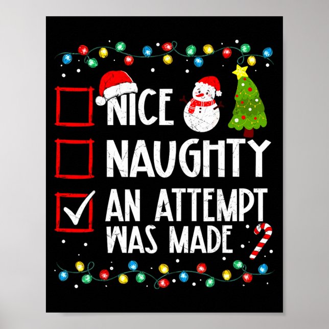 Póster Christmas Checklist Naughty Nice An Attempt Was Ma (Frente)