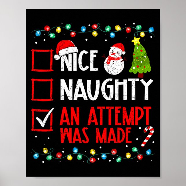 Póster Christmas Checklist Naughty Nice An Attempt Was Ma (Frente)