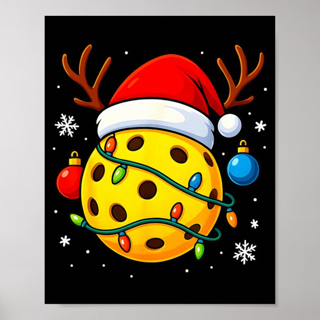 Póster Christmas Ckleball Santa Hat Lights Srts Xmas Paja (Frente)