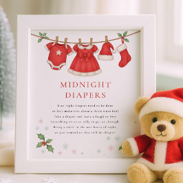Póster Christmas Clothesline Midnight Diaper Baby Shower