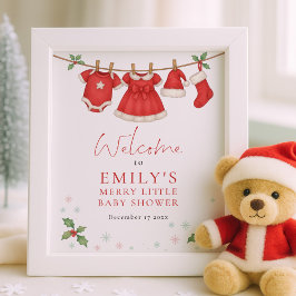 Póster Christmas Clothesline Welcome Baby Shower