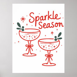 Póster Christmas Cocktails Sparkle Season 