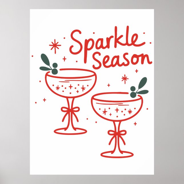 Póster Christmas Cocktails Sparkle Season  (Frente)
