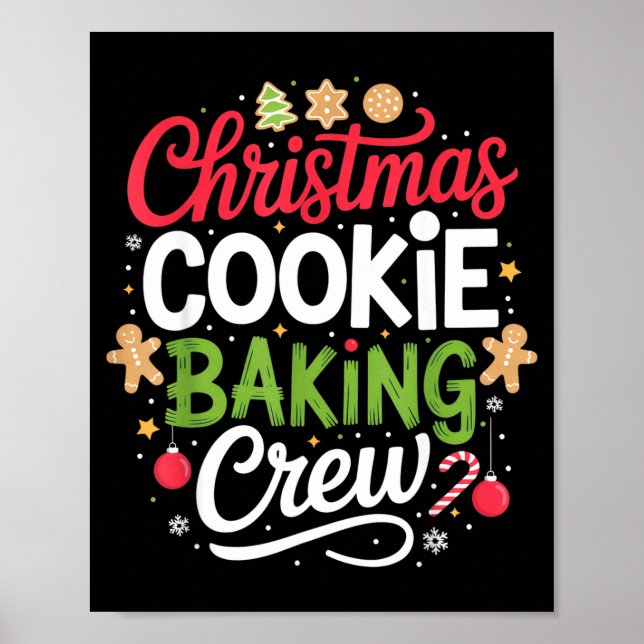 Póster Christmas Cookie Baking Crew Mom Funny Proud Holid (Frente)