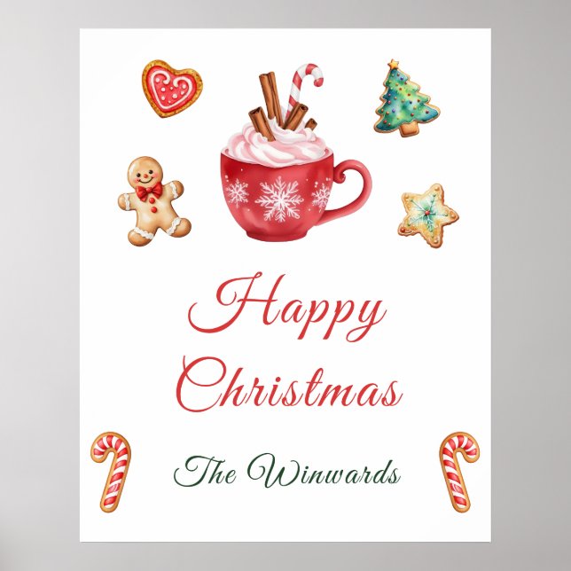 Póster Christmas Cookies and Cocoa Party Welcome Poster (Frente)