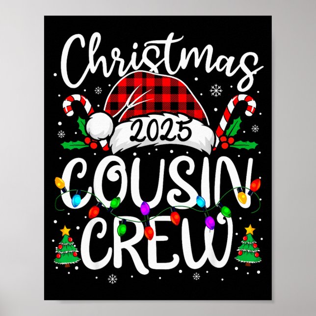 Póster Christmas Cousin Crew 2025 Family Matching Xmas Pa (Frente)