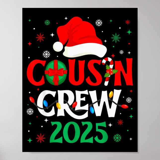 Póster Christmas Cousin Crew 2025 Xmas Funny Matching Fam (Frente)
