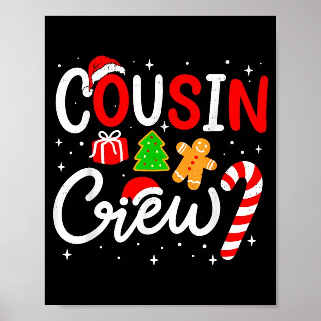 Póster Christmas Cousin Crew Candy Cane Family Matching H (Frente)