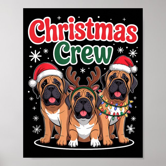 Póster Christmas Crew Xmas Puppy Funny Christmas English  (Frente)