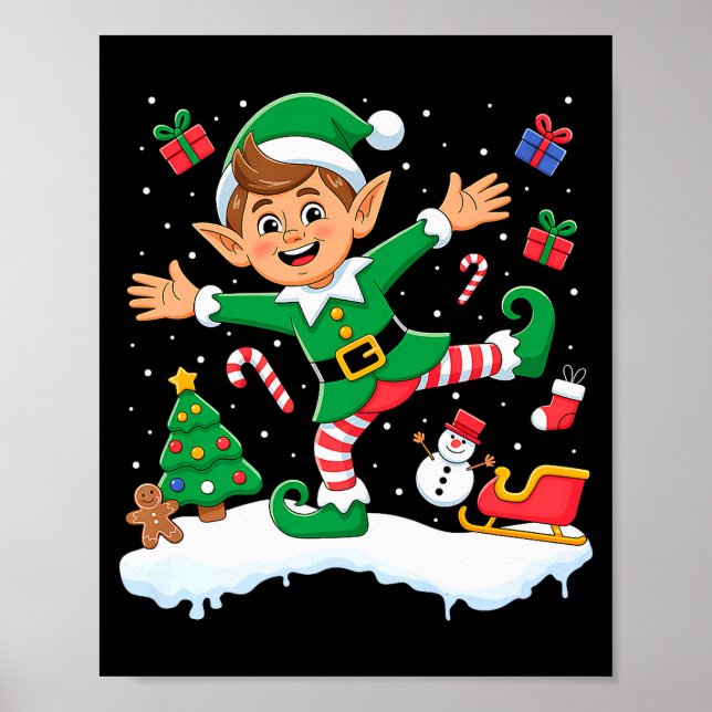 Póster Christmas Dabbing Elf Tree Lights Boys Kids Dab Xm (Frente)