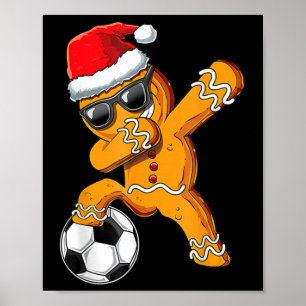 Póster Christmas Dabbing Gingerbread Man Dab Soccer Footb