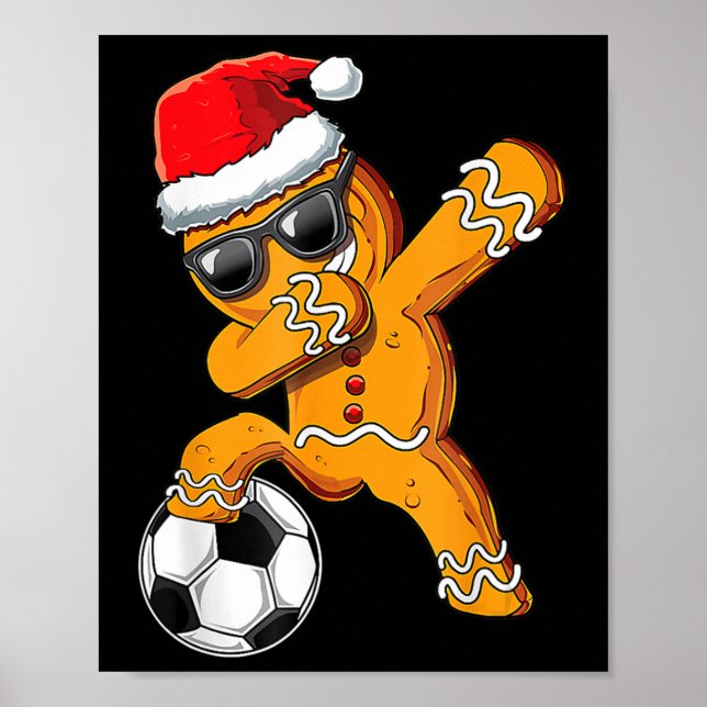 Póster Christmas Dabbing Gingerbread Man Dab Soccer Footb (Frente)