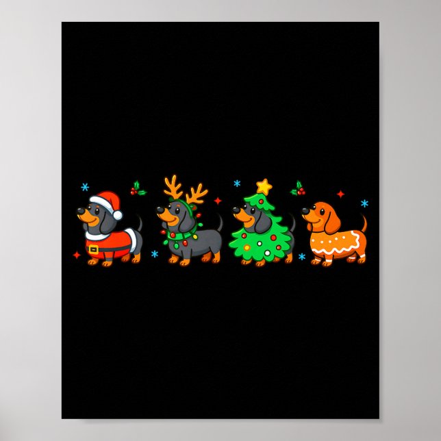Póster Christmas Dachshund Dog Weenie Merry Woofmas Dog M (Frente)