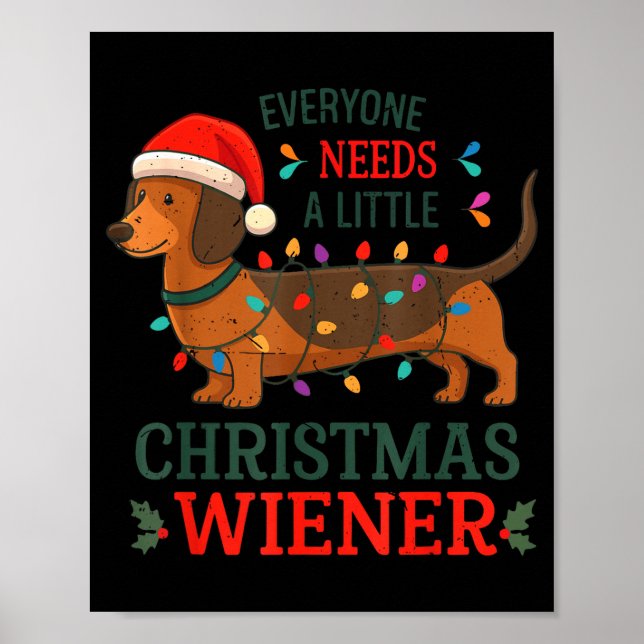 Póster Christmas Dachshund Everyone Need Weiner Dog Pajam (Frente)