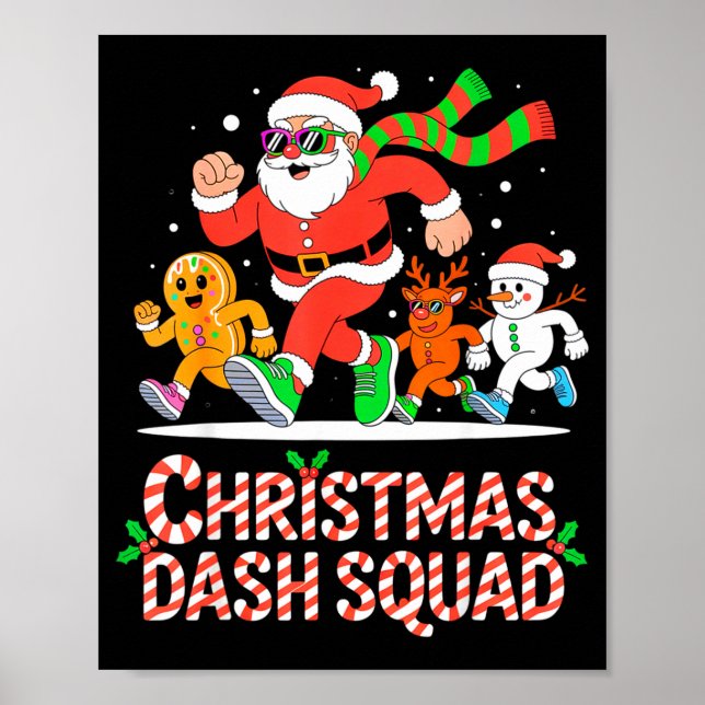 Póster Christmas Dash Squad Running Runner Marathon Team  (Frente)
