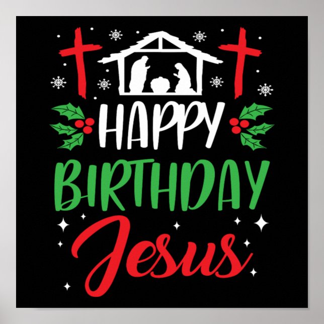 Póster Christmas Day Happy Birthday Jesus Holiday Gift (Frente)