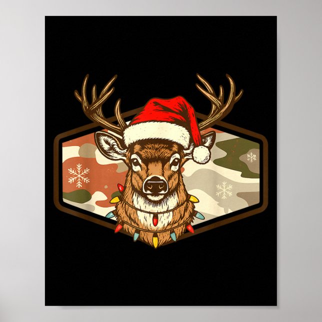 Póster Christmas Deer Hunting Old School Camo, Xmas Hunti (Frente)