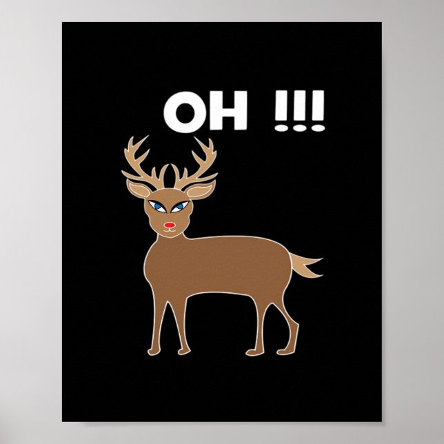 Póster Christmas Deer Season Cute Festive Retro Style  (Frente)