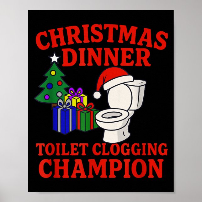 Póster Christmas Dinner Toilet Clogging Chamon _ Funny Ch (Frente)