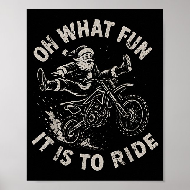 Póster Christmas Dirt Bike Santa Motocross Born To Sleigh (Frente)