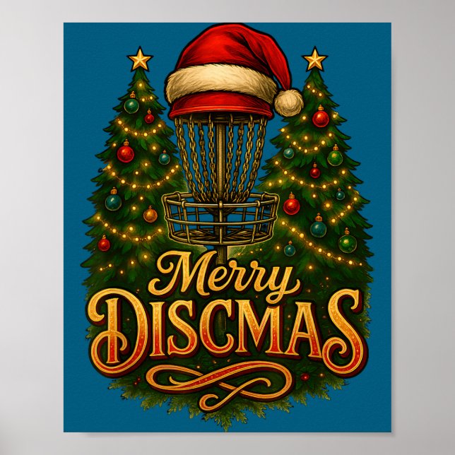 Póster Christmas Disc Golf Merry Discmas  (Frente)