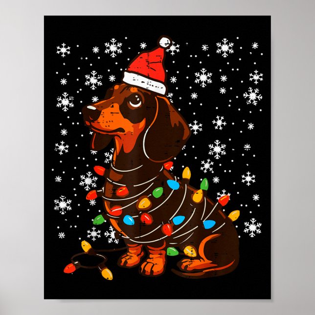 Póster Christmas Dog Dachshund Santa Xmas Wiener Women Me (Frente)