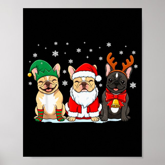 Póster Christmas Dog French Bulldog Xmas Dog Lover Men Wo (Frente)
