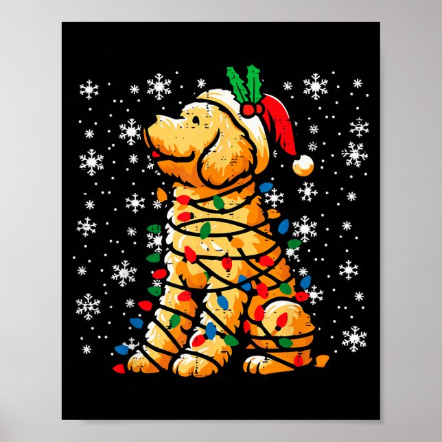 Póster Christmas Dog Goldendoodle Santa Cute Xmas Men Wom (Frente)