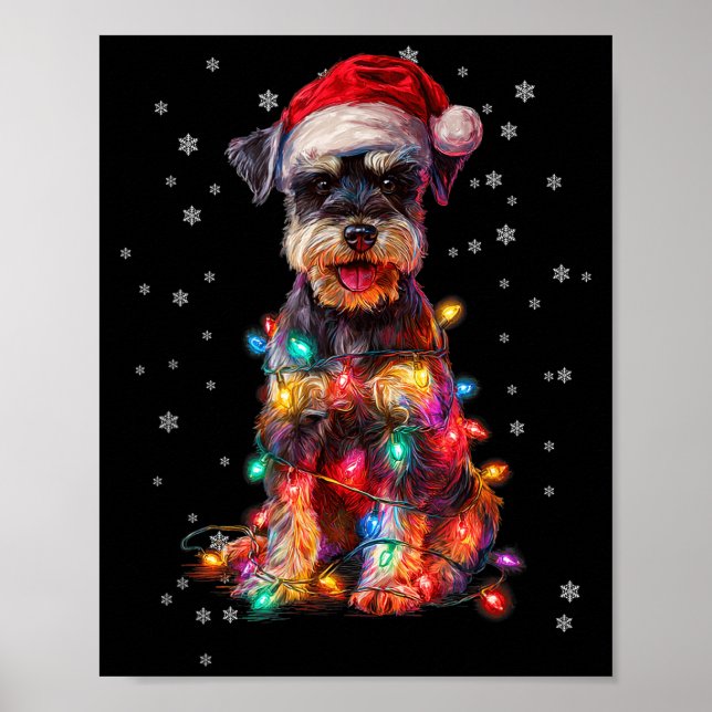 Póster Christmas Dog Schnauzer Santa Xmas Women Men Kids  (Frente)