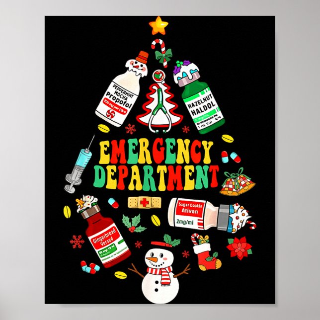 Póster Christmas Emergency Room Er Rn Nurse Department He (Frente)