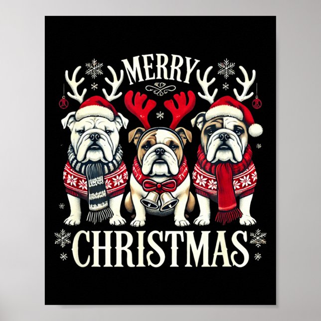 Póster Christmas English Bulldog Mom English Bulldog Chri (Frente)