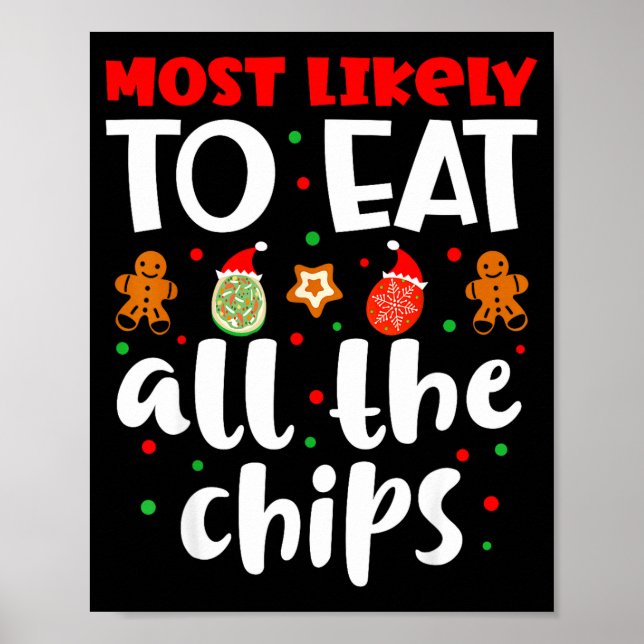 Póster Christmas Family Cute Funny Most Likely To Eat All (Frente)