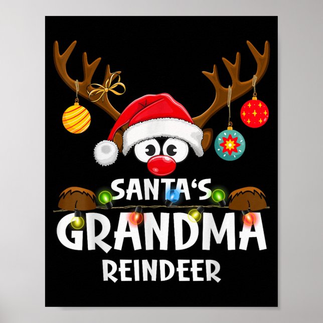Póster Christmas Family Santa's Grandma Reindeer Pajama  (Frente)