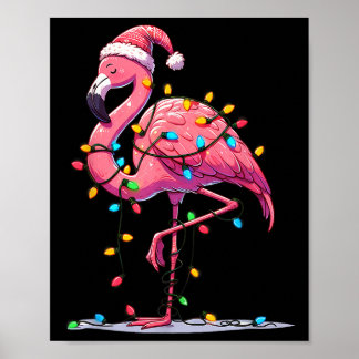 Póster Christmas Flamingo Lover Santa Xmas Women Men Kids