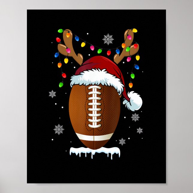 Póster Christmas Football Ball Lights Funny Boys Men Spor (Frente)
