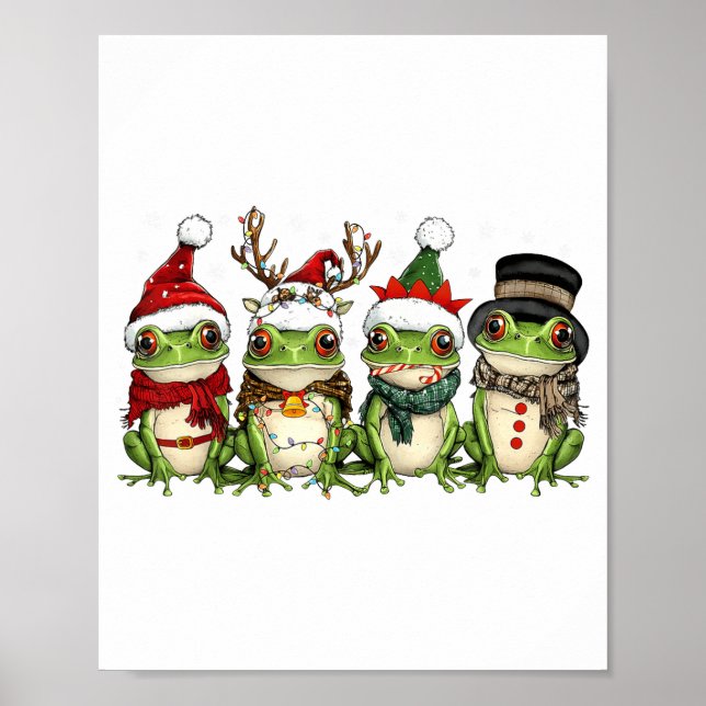 Póster Christmas Frog Crew Santa Elf Reindeer Xmas Lights (Frente)
