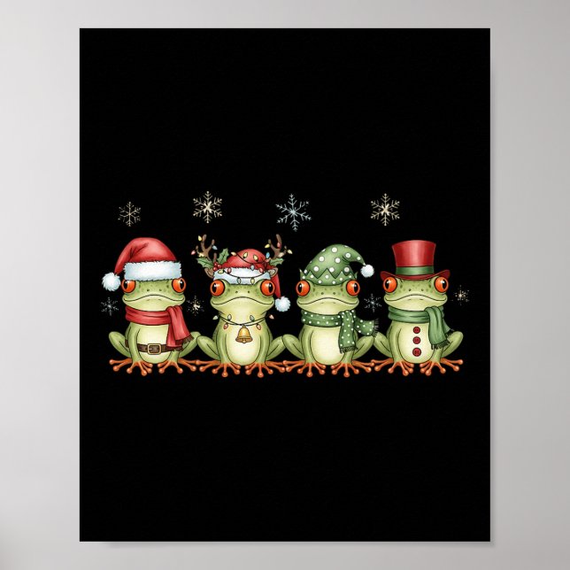 Póster Christmas Frog Funny Men Women Kids Cute Hoppy Xma (Frente)