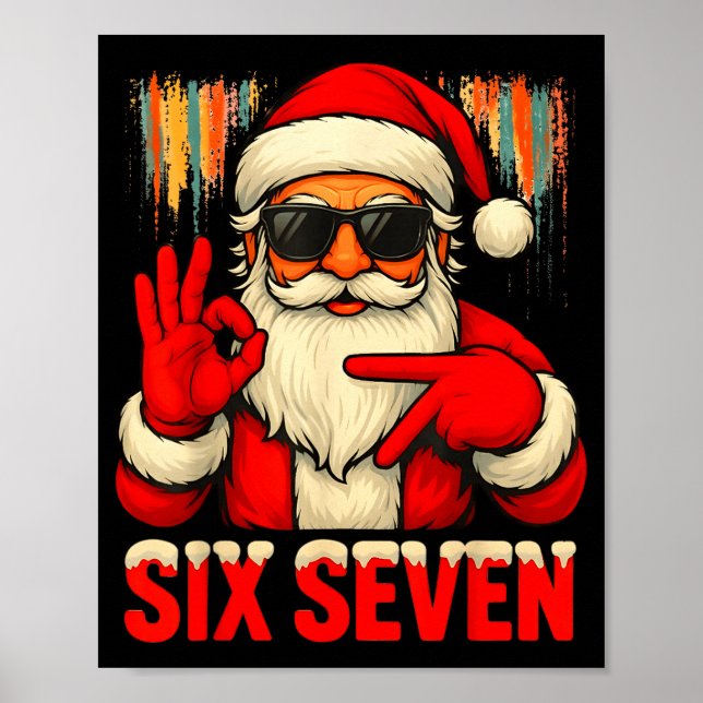 Póster Christmas Funny Six Seven 6 7 Meme Santa Men Boys  (Frente)