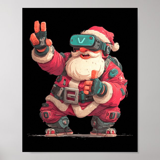 Póster Christmas Gamer Look With This Cool Vr Santa Claus (Frente)