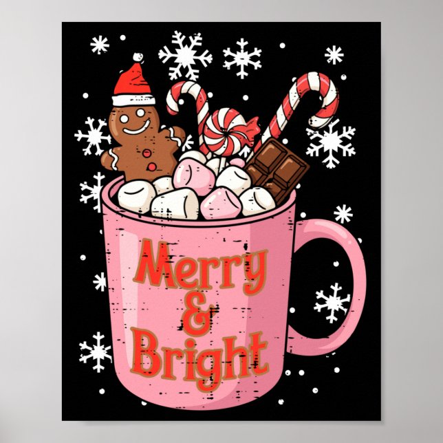 Póster Christmas Gingerbread Cocoa Merry Bright Xmas Wome (Frente)