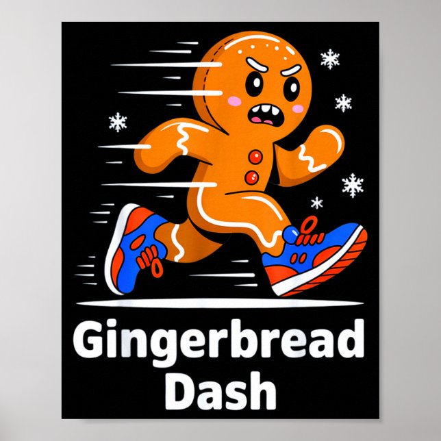 Póster Christmas Gingerbread Dash Running Runner Xmas Mar (Frente)