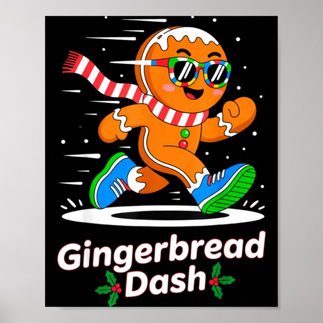Póster Christmas Gingerbread Dash Running Runner Xmas Mar (Frente)