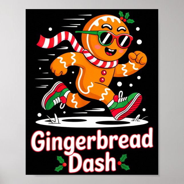 Póster Christmas Gingerbread Dash Running Runner Xmas Mar (Frente)
