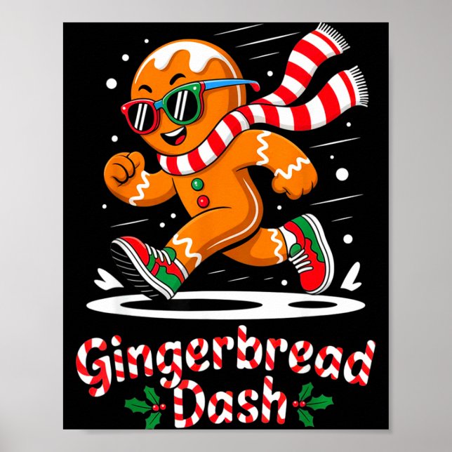 Póster Christmas Gingerbread Dash Running Runner Xmas Mar (Frente)
