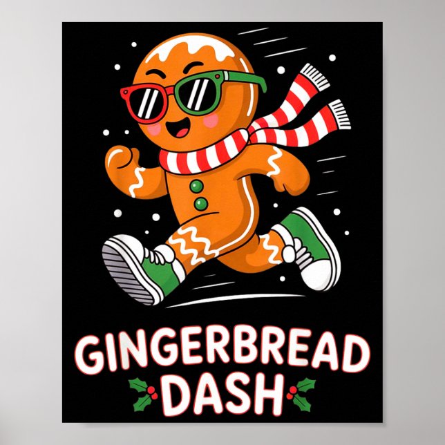 Póster Christmas Gingerbread Dash Running Runner Xmas Mar (Frente)