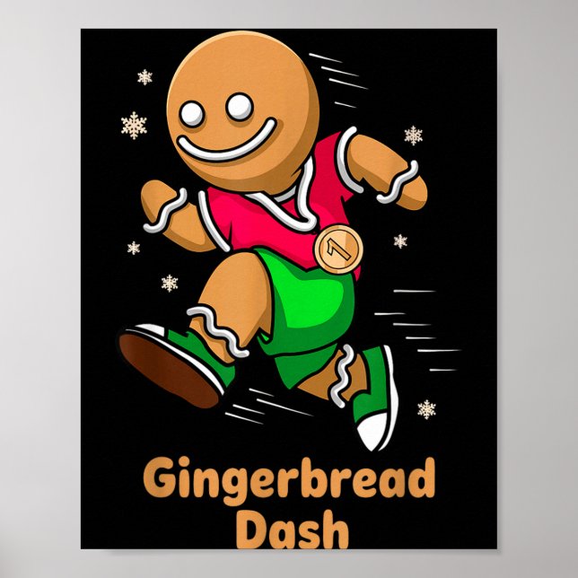 Póster Christmas Gingerbread Dash Running Runner Xmas Mar (Frente)