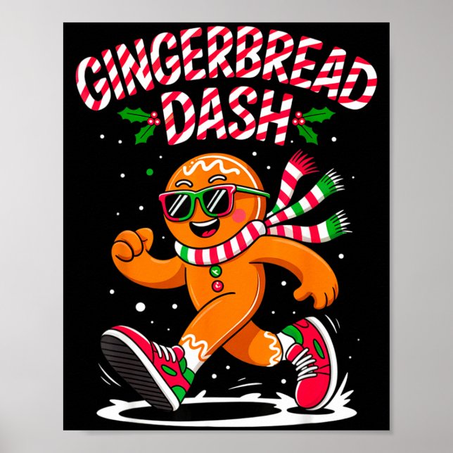 Póster Christmas Gingerbread Dash Running Runner Xmas Mar (Frente)