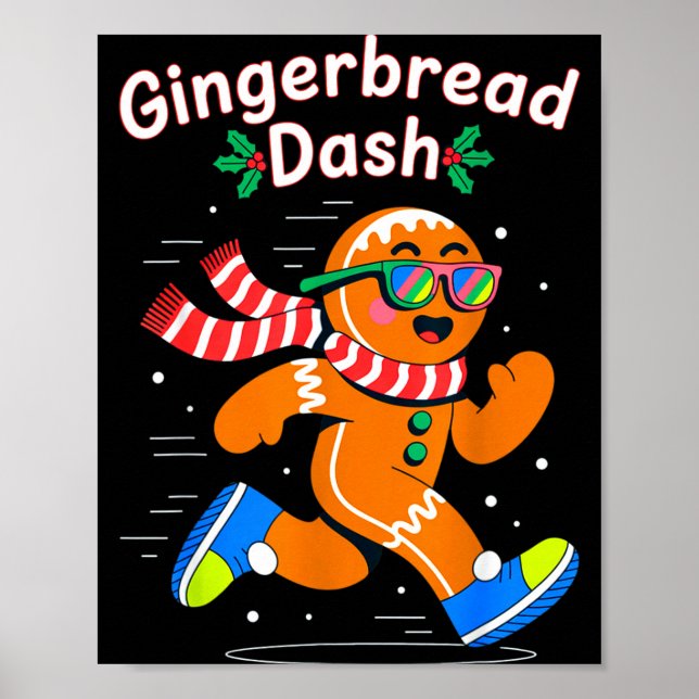 Póster Christmas Gingerbread Dash Running Runner Xmas Mar (Frente)