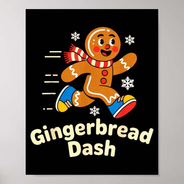 Póster Christmas Gingerbread Dash Running Runner Xmas Mar (Frente)